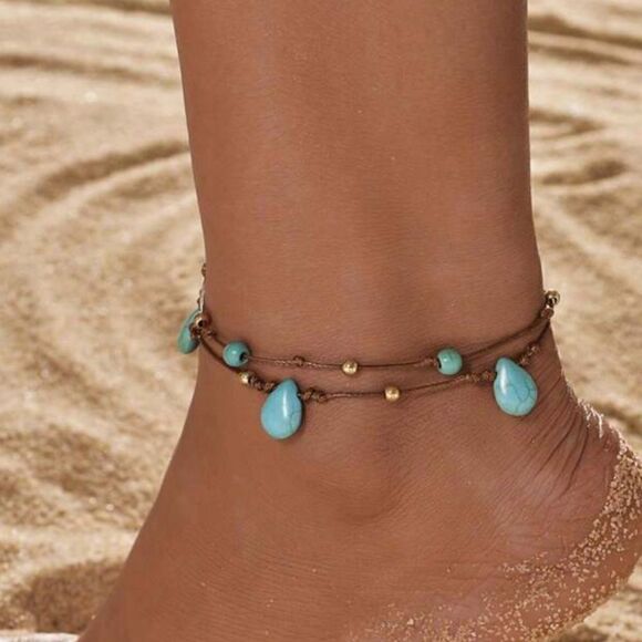 Boho stone anklet S556 - Picture 1 of 3